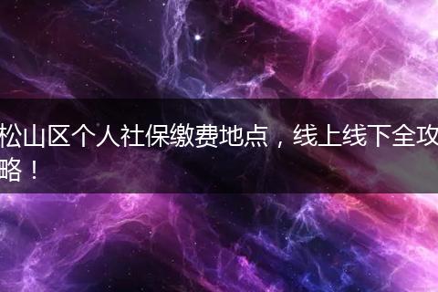 松山区个人社保缴费地点，线上线下全攻略！