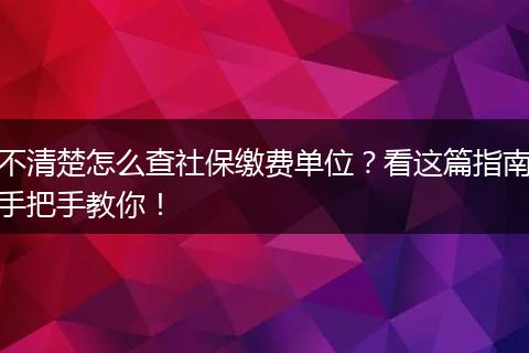 不清楚怎么查社保缴费单位？看这篇指南手把手教你！
