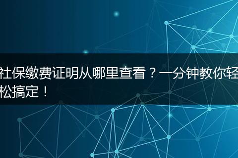 社保缴费证明从哪里查看？一分钟教你轻松搞定！