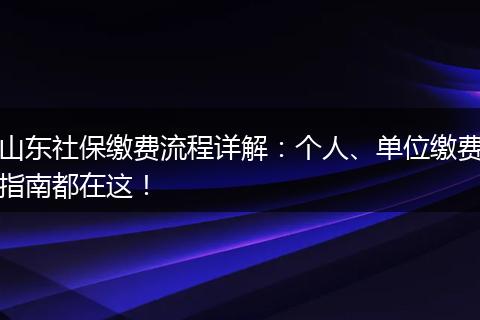 山东社保缴费流程详解:个人、单位缴费指南都在这!