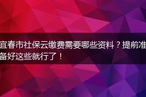 宜春市社保云缴费需要哪些资料？提前准备好这些就行了！