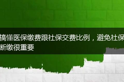 搞懂医保缴费跟社保交费比例，避免社保断缴很重要