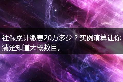 社保累计缴费20万多少?实例演算让你清楚知道大概数目。