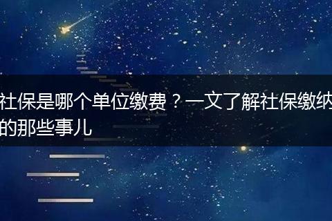 社保是哪个单位缴费？一文了解社保缴纳的那些事儿