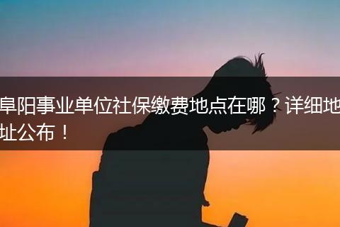 阜阳事业单位社保缴费地点在哪？详细地址公布！