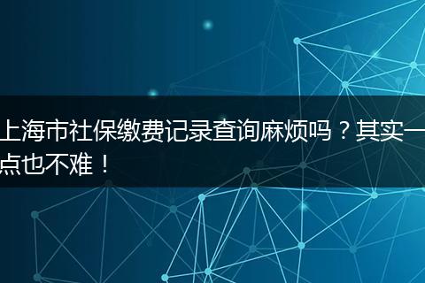 上海市社保缴费记录查询麻烦吗？其实一点也不难！