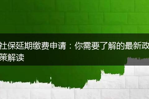 社保延期缴费申请：你需要了解的最新政策解读