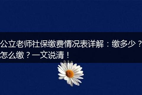 公立老师社保缴费情况表详解：缴多少？怎么缴？一文说清！