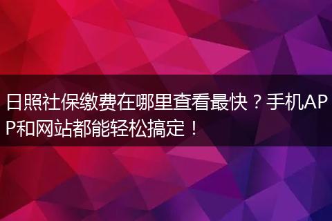 日照社保缴费在哪里查看最快？手机APP和网站都能轻松搞定！