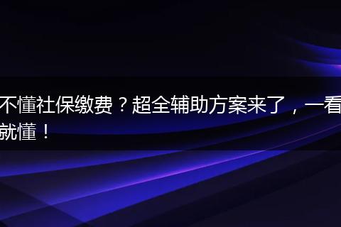 不懂社保缴费？超全辅助方案来了，一看就懂！