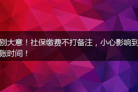 别大意！社保缴费不打备注，小心影响到账时间！