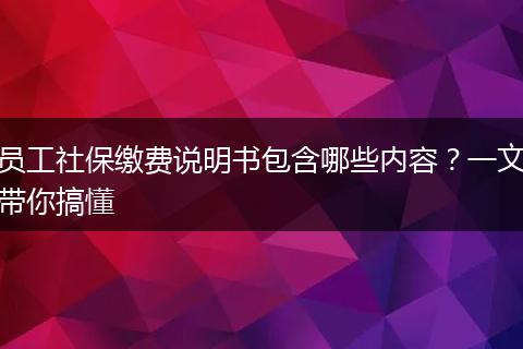 员工社保缴费说明书包含哪些内容？一文带你搞懂