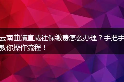 云南曲靖宣威社保缴费怎么办理？手把手教你操作流程！