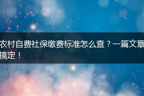 农村自费社保缴费标准怎么查？一篇文章搞定！