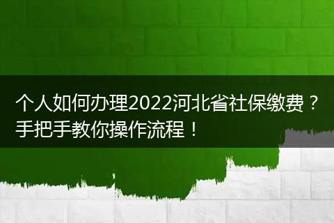个人如何办理2022河北省社保缴费？手把手教你操作流程！