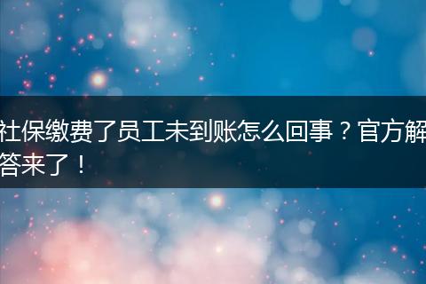 社保缴费了员工未到账怎么回事？官方解答来了！