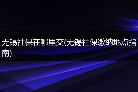 无锡社保在哪里交(无锡社保缴纳地点指南)