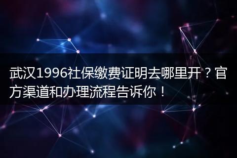 武汉1996社保缴费证明去哪里开？官方渠道和办理流程告诉你！