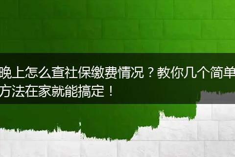 晚上怎么查社保缴费情况？教你几个简单方法在家就能搞定！