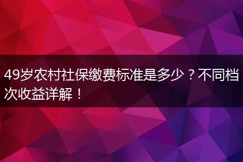 49岁农村社保缴费标准是多少？不同档次收益详解！