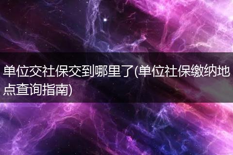 单位交社保交到哪里了(单位社保缴纳地点查询指南)