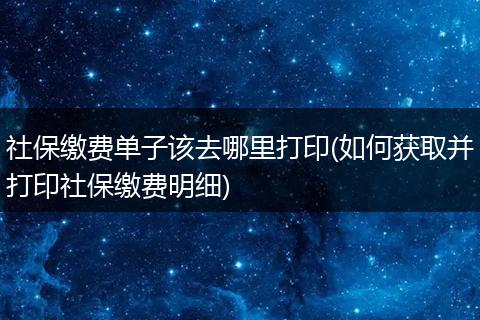 社保缴费单子该去哪里打印(如何获取并打印社保缴费明细)