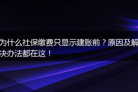 为什么社保缴费只显示建账前？原因及解决办法都在这！