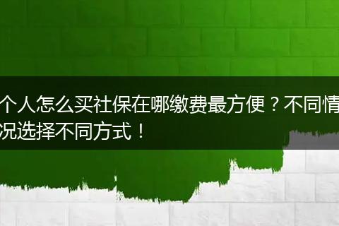 个人怎么买社保在哪缴费最方便?不同情况选择不同方式!