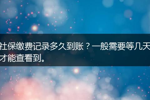 社保缴费记录多久到账？一般需要等几天才能查看到。