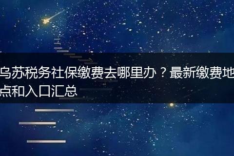乌苏税务社保缴费去哪里办？最新缴费地点和入口汇总
