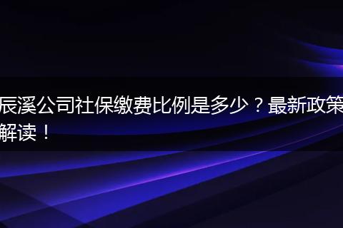 辰溪公司社保缴费比例是多少？最新政策解读！