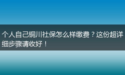 个人自己铜川社保怎么样缴费？这份超详细步骤请收好！