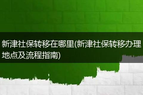 新津社保转移在哪里(新津社保转移办理地点及流程指南)