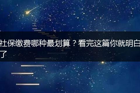 社保缴费哪种最划算？看完这篇你就明白了