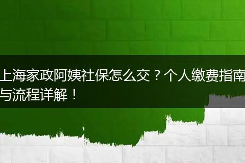 上海家政阿姨社保怎么交？个人缴费指南与流程详解！