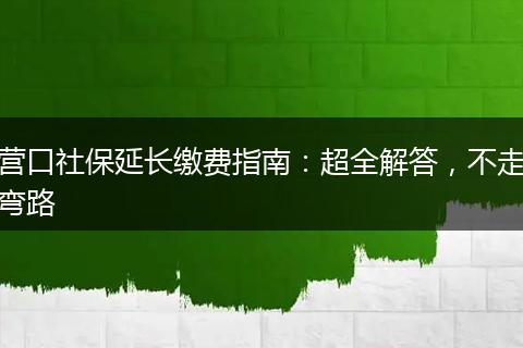 营口社保延长缴费指南：超全解答，不走弯路