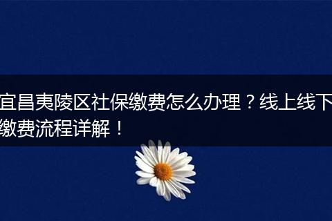 宜昌夷陵区社保缴费怎么办理？线上线下缴费流程详解！