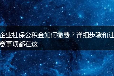 企业社保公积金如何缴费？详细步骤和注意事项都在这！