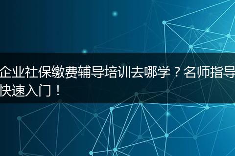 企业社保缴费辅导培训去哪学？名师指导快速入门！