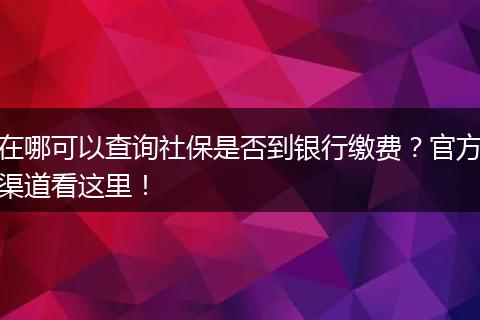 在哪可以查询社保是否到银行缴费？官方渠道看这里！