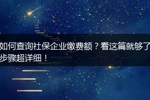 如何查询社保企业缴费额？看这篇就够了步骤超详细！