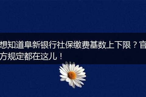 想知道阜新银行社保缴费基数上下限？官方规定都在这儿！
