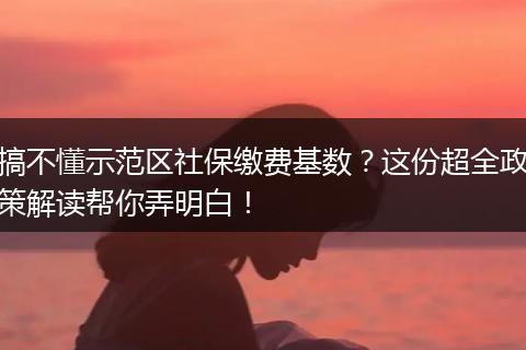 搞不懂示范区社保缴费基数？这份超全政策解读帮你弄明白！