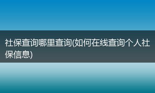 社保查询哪里查询(如何在线查询个人社保信息)