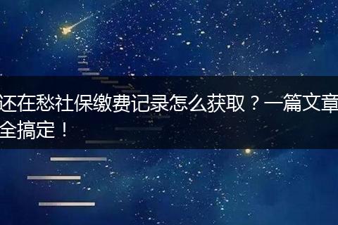 还在愁社保缴费记录怎么获取？一篇文章全搞定！