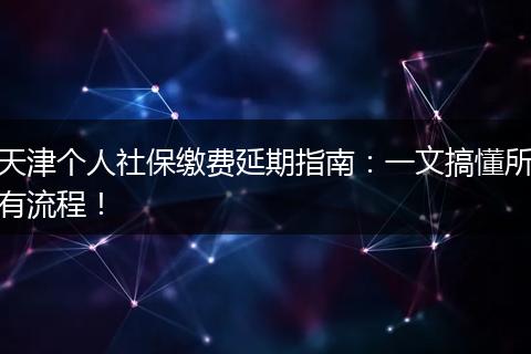 天津个人社保缴费延期指南：一文搞懂所有流程！