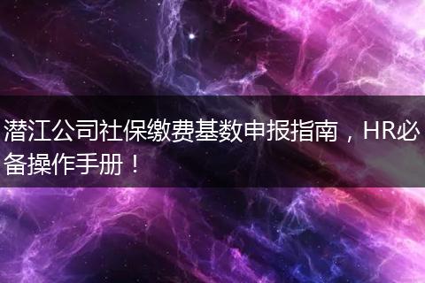 潜江公司社保缴费基数申报指南，HR必备操作手册！