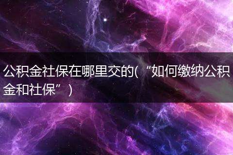 公积金社保在哪里交的(“如何缴纳公积金和社保”)