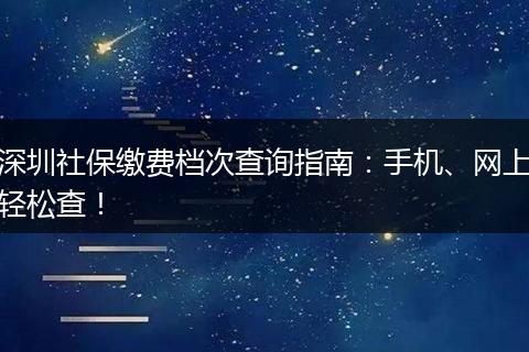 深圳社保缴费档次查询指南：手机、网上轻松查！