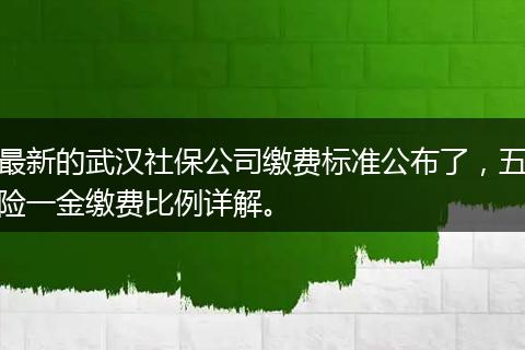 最新的武汉社保公司缴费标准公布了，五险一金缴费比例详解。